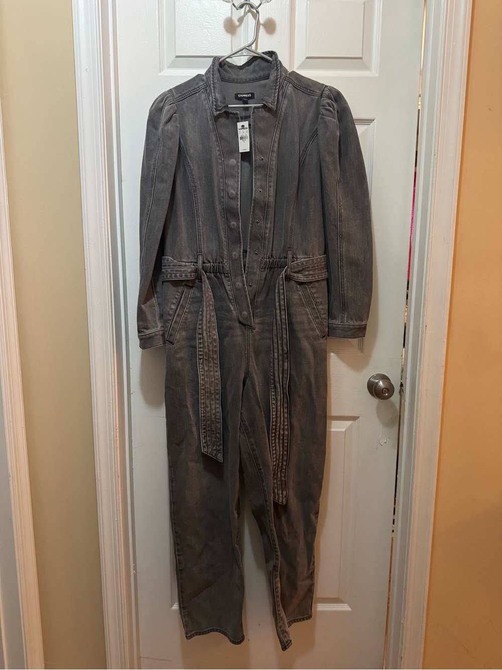 Charcoal Gray Denim Jumpsuit